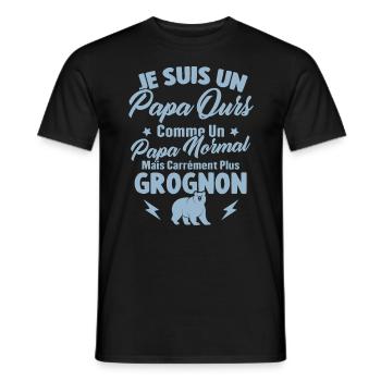Je suis un papa ours c'est comme un papa normal - T-shirt homme - noir - Devant - AI Model Male 178 light (178cm)