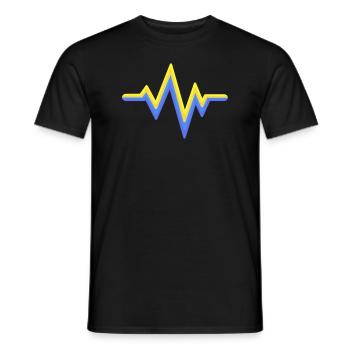 Yellow Blue Heartbeat World Down Syndrome - Men's T-Shirt - black - Front - AI Model Male 178 light (178cm)