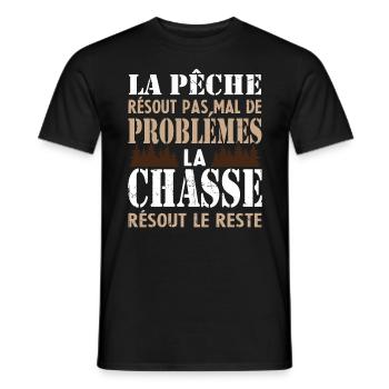 La Pêche résout pas mal de problémes Humour cadeau - T-shirt homme - noir - Devant - AI Model Male 178 light (178cm)