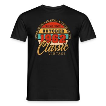 Retro 60 Jahre Oktober 1962 Geburtstag Vintage - Männer T-Shirt - Schwarz - Vorne - AI Model Male 178 light (178cm)