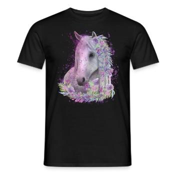 Horse Motif Watercolors Rider Gift - Men's T-Shirt - black - Front - AI Model Male 178 light (178cm)