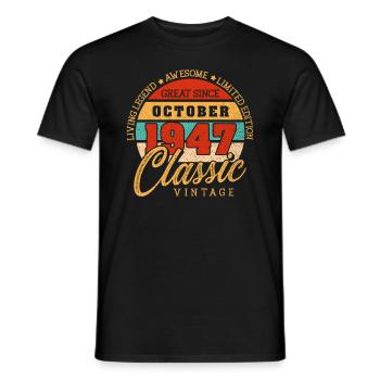 Retro 75 Jahre Oktober 1947 Geburtstag Vintage - Männer T-Shirt - Schwarz - Vorne - AI Model Male 178 light (178cm)