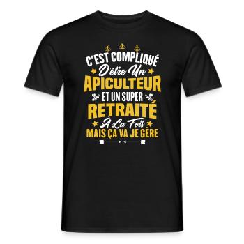 Un apiculteur et un super retraité - T-shirt homme - noir - Devant - AI Model Male 178 light (178cm)