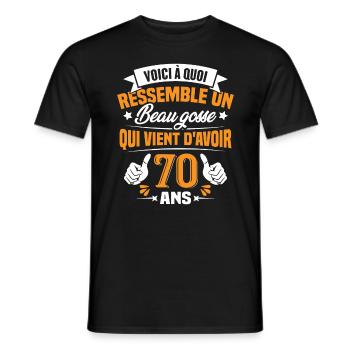 Voici à Quoi Ressemble Un Beau Gosse 70 ans Cadeau - T-shirt homme - noir - Devant - AI Model Male 178 light (178cm)