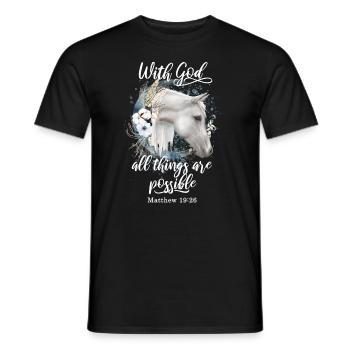Citation chrétienne Cheval Motif Chevaux Cadeau - T-shirt homme - noir - Devant - AI Model Male 178 light (178cm)