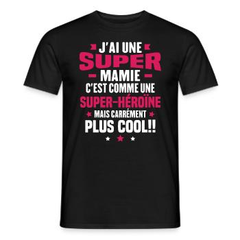 J'ai une super mamie c'est comme une super héroïne - T-shirt homme - noir - Devant - AI Model Male 178 light (178cm)