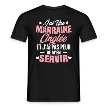 J'ai une marraine cinglée et je peux m'en servir - T-shirt homme - noir - Devant - AI Model Male 178 light (178cm)