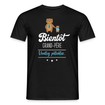 Bientôt grand père veuillez patienter, Futur papy - T-shirt homme - noir - Devant - AI Model Male 178 light (178cm)