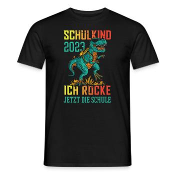 Dino Schulkind 2023 Ich Rocke Jetzt Die Schule - Männer T-Shirt - Schwarz - Vorne - AI Model Male 178 light (178cm)
