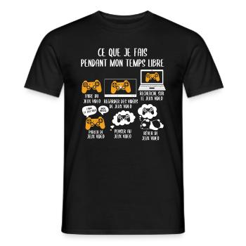 Ce que je fais pendant mon temps libre Jeux video - T-shirt homme - noir - Devant - AI Model Male 178 light (178cm)