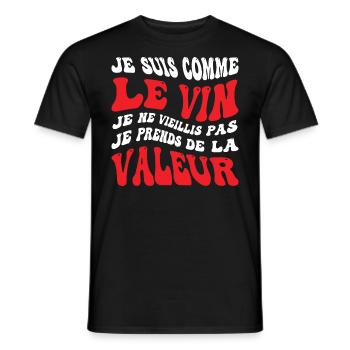 Je suis comme le vin je ne vieillis pas je prends - T-shirt homme - noir - Devant - AI Model Male 178 light (178cm)