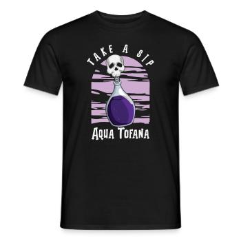 Aqua Tofana Skull Poison Bottle Conspiracy - Men's T-Shirt - black - Front - AI Model Male 178 light (178cm)