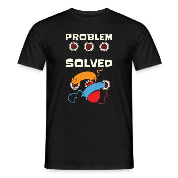 Problem Solution Cat Feline Cat Owner Pet - Men's T-Shirt - black - Front - AI Model Male 178 light (178cm)