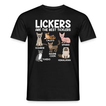 Funny Lickers Are The Best Ticklers Cat Feline - Men's T-Shirt - black - Front - AI Model Male 178 light (178cm)