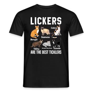 Funny Lickers Are The Best Ticklers Cat Feline - Men's T-Shirt - black - Front - AI Model Male 178 light (178cm)