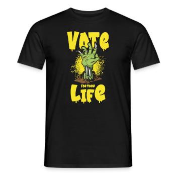 Halloween Voting Zombie Spooky Monsters Horror Fan - Men's T-Shirt - black - Front - AI Model Male 178 light (178cm)