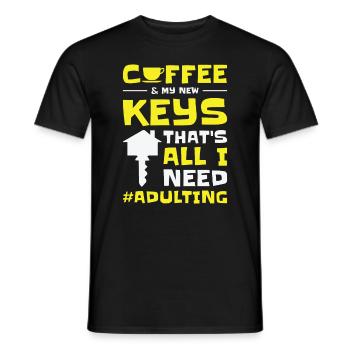 Inauguration d’une nouvelle maison de propriétaire en grandissant - T-shirt homme - noir - Devant - AI Model Male 178 light (178cm)