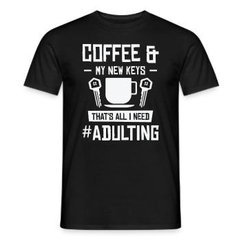 Inauguration d’une nouvelle maison de propriétaire en grandissant - T-shirt homme - noir - Devant - AI Model Male 178 light (178cm)