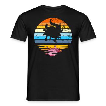 Axolotl Retro Sunset Vintage Kids Axolotl - Männer T-Shirt - Schwarz - Vorne - AI Model Male 178 light (178cm)
