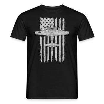 B-17 fliegende Festung Flugzeug amerikanische Flag - Männer T-Shirt - Schwarz - Vorne - AI Model Male 178 light (178cm)