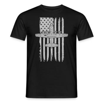 C-130 Hercules American Flag Runway Milit�r C130 - Männer T-Shirt - Schwarz - Vorne - AI Model Male 178 light (178cm)