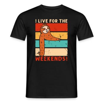 Classic Retro I Live for the Weekends Weekender - Men's T-Shirt - black - Front - AI Model Male 178 light (178cm)