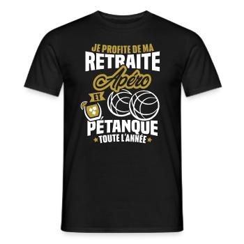 Je profite de ma retraite apéro et pétanque - T-shirt homme - noir - Devant - AI Model Male 178 light (178cm)