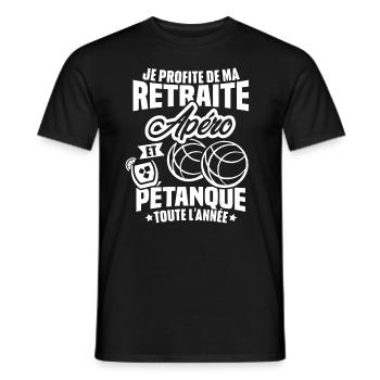 Je profite de ma retraite apéro et pétanque - T-shirt homme - noir - Devant - AI Model Male 178 light (178cm)