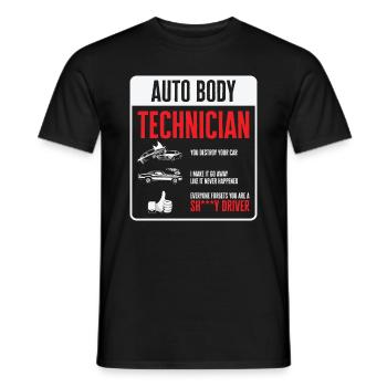 Technicien de carrosserie Réparation de véhicule drôle - T-shirt homme - noir - Devant - AI Model Male 178 light (178cm)