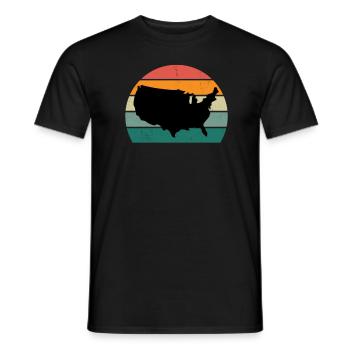United States American American USA - Men's T-Shirt - black - Front - AI Model Male 178 light (178cm)