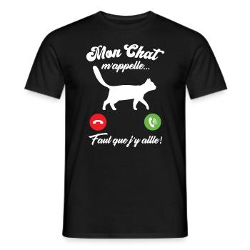 Mon chat m'appelle - T-shirt homme - noir - Devant - AI Model Male 178 light (178cm)