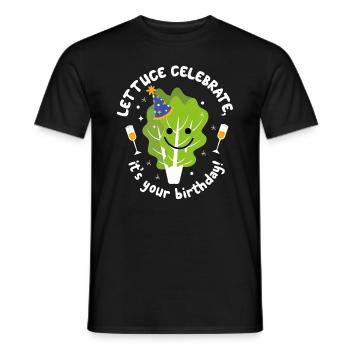 Vegan Lettuce Birthday Greeting Natal Day - Men's T-Shirt - black - Front - AI Model Male 178 light (178cm)