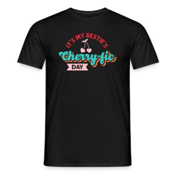 Cherry Birthday Greeting Fruit Lover Bestfriend - Men's T-Shirt - black - Front - AI Model Male 178 light (178cm)