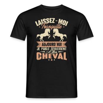 Cadeau aujourd'hui je parle seulement à mon cheval - T-shirt homme - noir - Devant - AI Model Male 178 light (178cm)