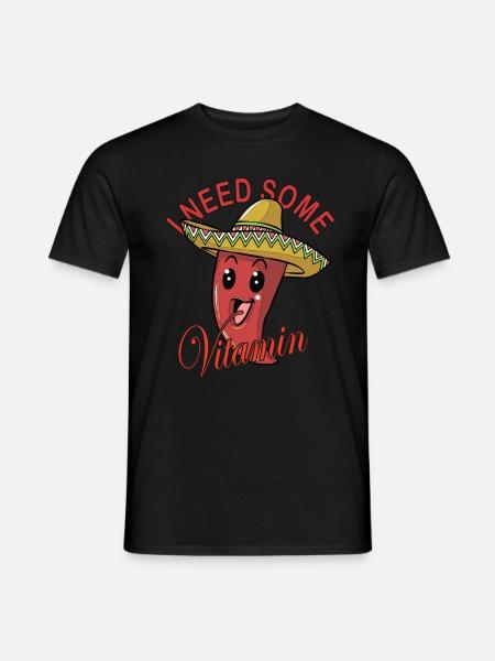 I Need Some Vitamin Chilli Sombrero Mexico - Mænd T-shirt - sort