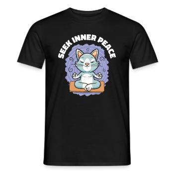 Serenity Cat Yoga Cat Propriétaire Méditation - T-shirt homme - noir - Devant - AI Model Male 178 light (178cm)