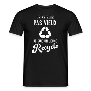 Je ne suis pas vieux je suis un jeune recyclé - T-shirt homme - noir - Devant - AI Model Male 178 light (178cm)