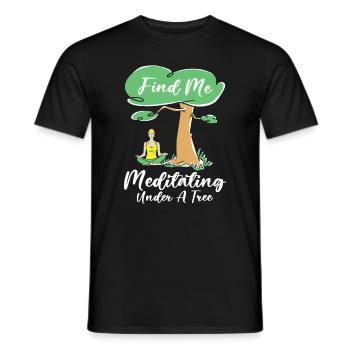 Serenity Meditating Nature Fan Spiritual Yoga - Men's T-Shirt - black - Front - AI Model Male 178 light (178cm)