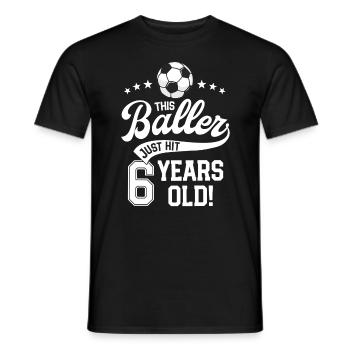 6 Years Old Soccer Themed Birthday Party 6th Bday - Men's T-Shirt - black - Front - AI Model Male 178 light (178cm)