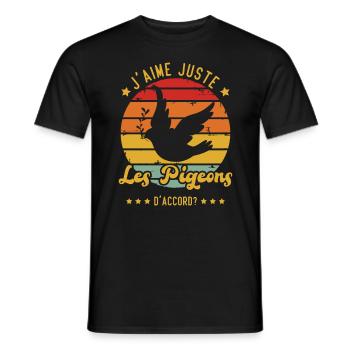 J'aime juste les pigeons D'accord - T-shirt homme - noir - Devant - AI Model Male 178 light (178cm)