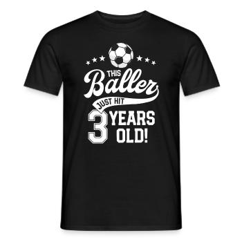 3 Years Old Soccer Themed Birthday Party 3rd Bday - Men's T-Shirt - black - Front - AI Model Male 178 light (178cm)