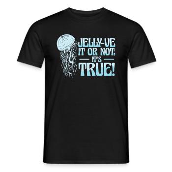 Jellyfish Flowers Entangled Swimming Wordplay Pun - Men's T-Shirt - black - Front - AI Model Male 178 light (178cm)