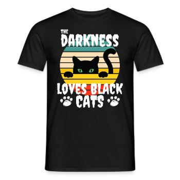 darkness loves black cats gift idea - Men's T-Shirt - black - Front - AI Model Male 178 light (178cm)