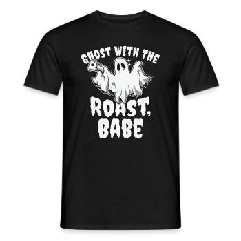 Halloween Ghost Line Art Coffee Lover Drawing - Men's T-Shirt - black - Front - AI Model Male 178 light (178cm)