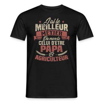 Papa et Agriculteur - Cadeau papa agriculteur - T-shirt homme - noir - Devant - AI Model Male 178 light (178cm)