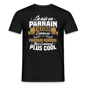J'ai un parrain tatoué comme un parrain normal - T-shirt homme - noir - Devant - AI Model Male 178 light (178cm)