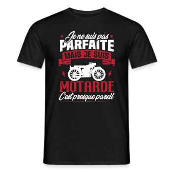 Je ne suis pas parfaite mais je suis motarde - T-shirt homme - noir - Devant - AI Model Male 178 light (178cm)
