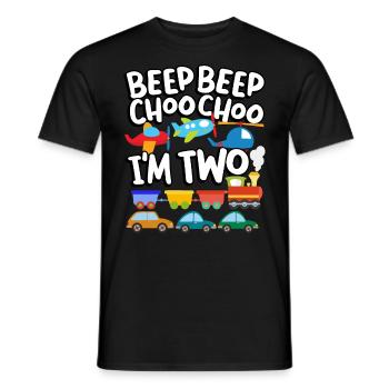 Beep Beep Choo Choo I’m Two Toy Train Car 2ème - T-shirt homme - noir - Devant - AI Model Male 178 light (178cm)