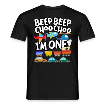 Beep Beep Choo Choo I'm One Toy Train Car 1. - Men's T-Shirt - black - Front - AI Model Male 178 light (178cm)