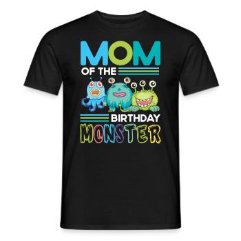 Mother of the birthday monster Family siblings - Men's T-Shirt - black - Front - AI Model Male 178 light (178cm)